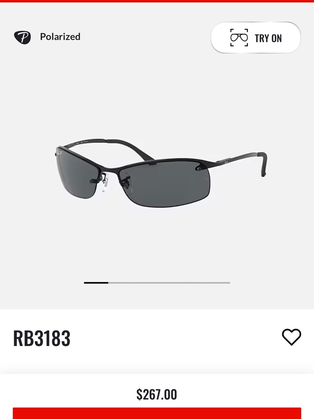 Men's RAY-BAN RB3183 Silver Frame w/ Dark Gray Lenses